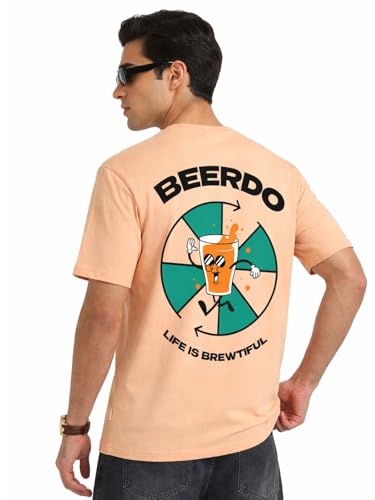 Image of Veirdo Men's Cotton Oversized Fit Oversized Baggy Fit Drop Shoulder Cool and Stylish Graphic Printed Design Half Sleeve T-Shirt (Available Sizes: S to 2XL)