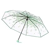 WerFamily Cherry Blossom Transparent Folding Travel Umbrella
