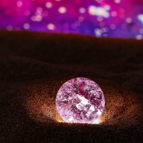 H&D Hyaline & Dora 40Mm Pink Crystal Ball Paperweight With Cracked, Crystal Glass Ice Cracked Ball With Stand Accessories Rockery Ornament #TOP1