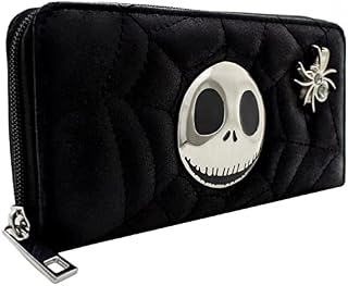 The Nightmare Before Christmas Nightmare Before Christmas Quilted Web Black Coin and Card Clutch Purse, One Size