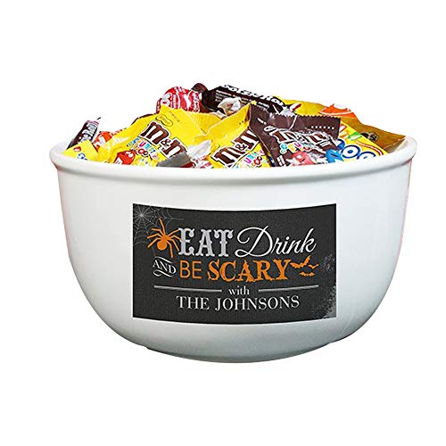 GiftsForYouNow Eat, Drink & Be Scary Personalized Halloween Candy Bowl