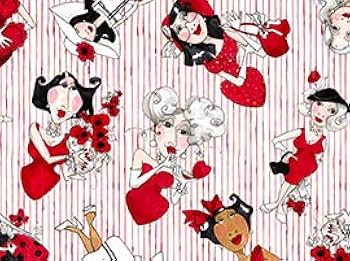 ルナルナ様(3点)ロラライハリス Amazon | Loralie Designs Lady in Red 廃版柄 45cmx110cm