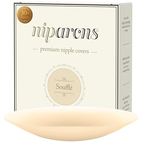 Niparons Nipple Covers - Premium Invisible Adhesive Reusable Silicone Nipple Covers (Soufflé 10cm)