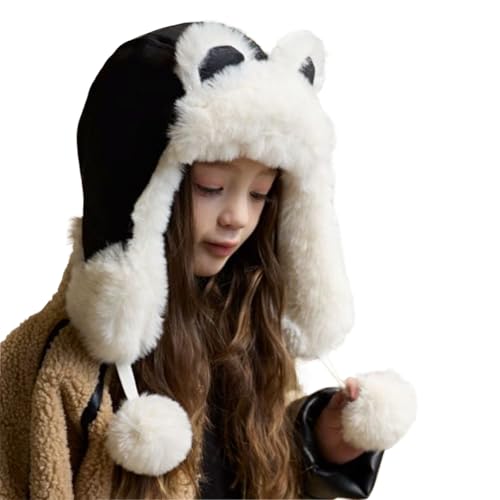 Kids Winter Warm Trapper Hat for Boys Girls with Cute Bunny Ear Flaps Beanie Cap Windproof Cycling Ski Cap with Pompom3