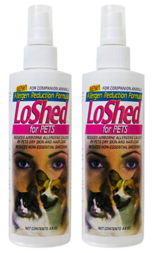 Pack of 2 LoShed for Pets - Allergen and Shedding Reduction Formula Spray Bottles 6.8 ounces
