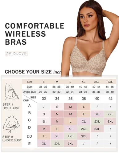 Image of Avidlove Bras for Women No Underwire Seamless Push Up Bra Wireless Soft Bralettes Scalloped Full Coverage Everyday Bra