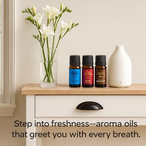 Image of Signamio 3 Pcs Essential Oil Set - Premium Reed Diffuser Fragrance Aroma Oil Collection for Home & Office - Long-Lasting Scented Essential Oil Blends for Relaxation & Wellness - Ocean /Musk /Cinnamon