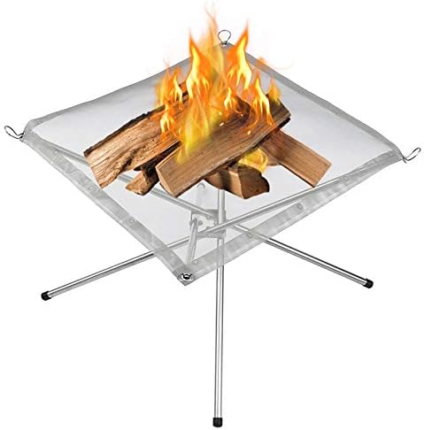 Portable Outdoor Fire Pit 16.5 Inch Upgrade Foldable Stainless Steel Mesh Fire Pit Wood Burning, Collapsible Fireplace Space Saving Perfect for Camping, Backyard, Patio, Garden (Carrying Bag Included)