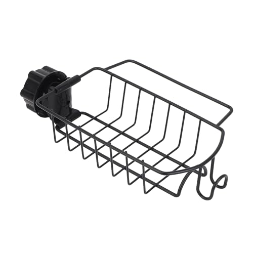 Kitchen Sink Faucet Organizer, Carbon Steel Adjustable Faucet Storage Rack Sponge Holder Kitchen Sink Storage Rack for 0.9-1in Round Water Pipes Left