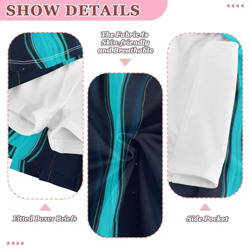 Dark Blue Marble Ripple Girls Athletic Skorts Flowy Golf Tennis Skirts with Shorts & Pocket4