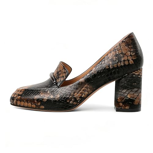 Image of Eldof Women's Pumps Block Heel Round Toe Slip On Chunky Loafer Heel Dress Shoes Pumps for Women 2.5 Inches