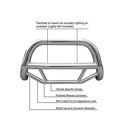 Image of Black Horse Max Bull Bar No Skid Plate Stainless Steel Compatible with 2019-2024 Ram 1500 Classic (Excl.Rebel & Warlock Trims)|2009-2018 Ram 1500 (Excl.Rebel & Warlock Trims)-MBS-DOE1011