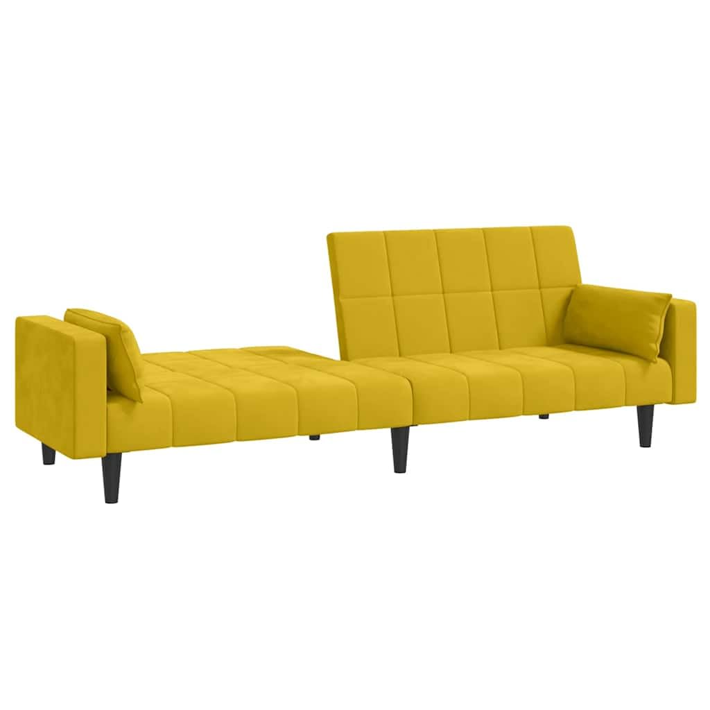 vidaXL Sofá Cama de 2 plazas con Dos Almohadas Terciopelo Amarillo