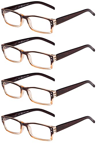 eyekepper Lot de 4 lunettes de lecture rectangulaires à charnières à ressort en marron Cover