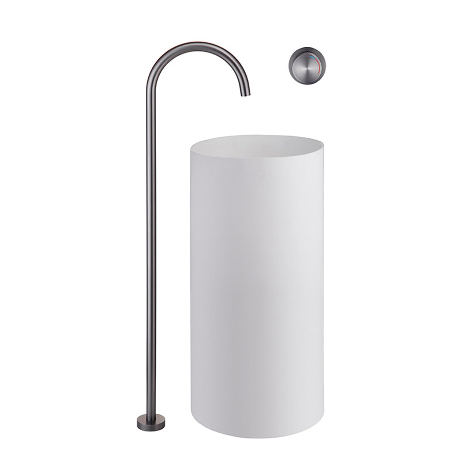 WOTZOV Bath Tap Free Standing Bath Taps Mixer Hot And Cold Brass Single Handle Concealed Bath Taps Floor Standing Bath Taps, Grey，Gray