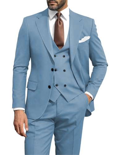 3 Piece Suit Men Slim Fit Suit Double Breasted Suit Men Two Button Blazer Formal Suit for Wedding Party Suits