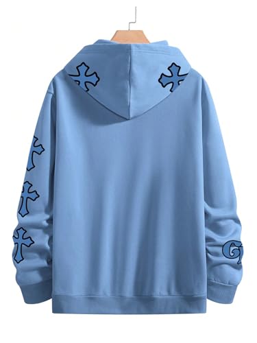 Men's Cross Graphic Hoodies Gothic Long Sleeve Y2K Hooded Pullovers Streetwear3