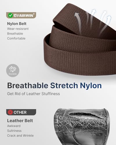 Image of FAIRWIN Ratchet Belt Men - Tactical Stretch Nylon Web Work Belts, Gift for Casual Jeans, Pants, Golf, and Everyday Use