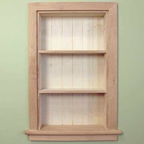 Image of 14x24 Aiden Recessed Wall Niche Medicine Cabinet Replacement, in The Wall Bathroom Cabinet Insert Shelf /Shelves, Made in North America, Real Wood, NO MDF, Beadboard, Unfinished
