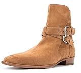 Santimon Men's Double-Buckle Jodhpur Boots- Premium Suede Harness Ankle Chelsea Boots, Dress Casual Western Boots for Business, Casual, Travel, Wedding,Party Tan 11.5 US