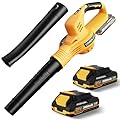 Leaf Blower Cordless with 2 Batteries and Charger, 21V Electric Leaf Blower with 2 Speed Modes, 2.0Ah Lightweight Battery Powered Blowers for Lawn Care, Patio, Blowing Leaves