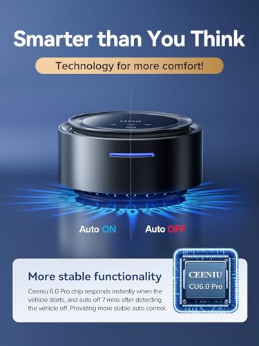 Image of Ceeniu Car Air Freshener Diffuser, 2025 Ultra Wide Angle Ultrasonic Mist with Blue Aurora Car freshener, Magnetic design, Auto On /Off, Powerful Built-in Battery, CF11 Natural Ocean scent