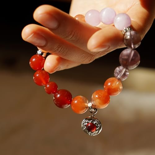 Image of Five Elements Solid 925 Sterling Silver 18K Gold /White Gold Vermeil Crystal Gemstone Beads Bracelet gift for women