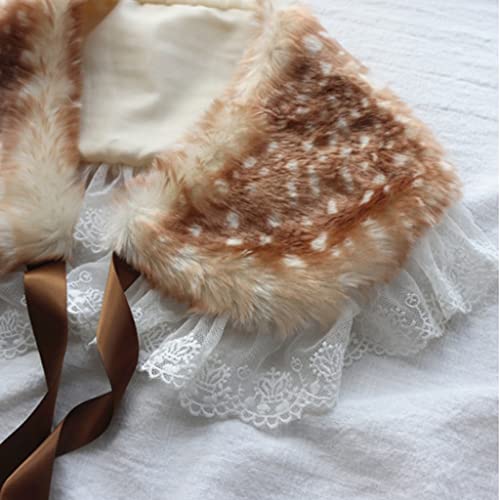 Image of Women Winter Warm Faux Collar Scarf Shawl Deer Antlers Earmuff Fake Wrist Ruffs Leg Warmers Bear Brooch Pin
