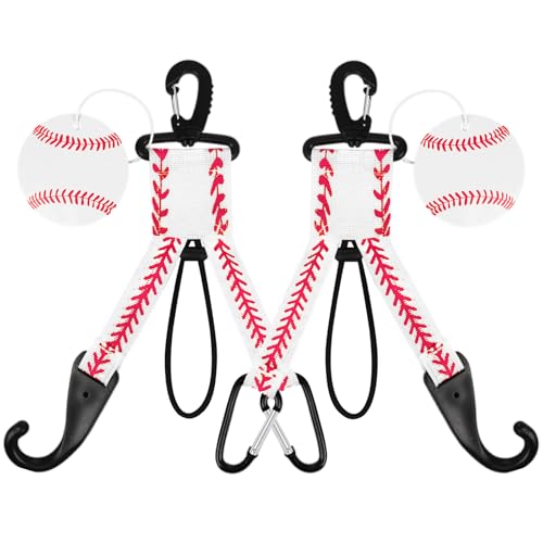 Eyourlife Dugout Organizer Fence Hooks Baseball Softball Gift for Bag Backpack Glove Helmet Drinking Bottle Hanging with Name Luggage Tags Charms Team Gifts for Coach Mom (2set white baseball)