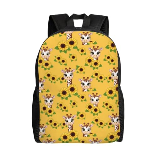 Multipurpose Anti-Theft Daypack Backpack for Men and Women, Great for Trekking, Running, Outdoor Activities (Cute Giraffe Sunflower)