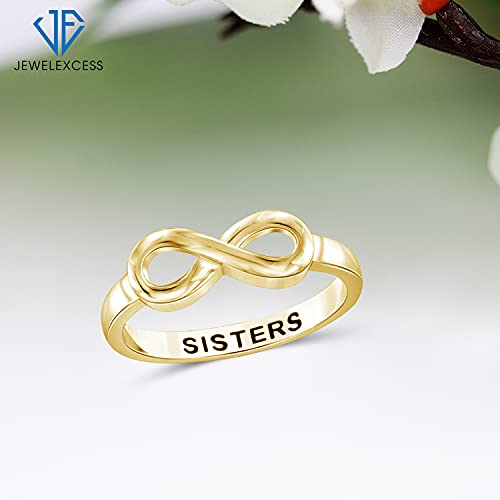 JEWELEXCESS Sterling Silver & 14K Gold over Silver Infinity Friendship Ring for Women | Personalized Sisters, Best Friends, Engagement, Wedding, Promise Eternity Knot Symbol Band4