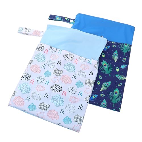 Veemoon Bolsa para Toallas Sanitarias y Pañales de Ñiño 2 Piezas Doble Cremallera Tamaño Compacto Material Seguro y Resistente Adecuado para Viaje Escuela y Uso Diario