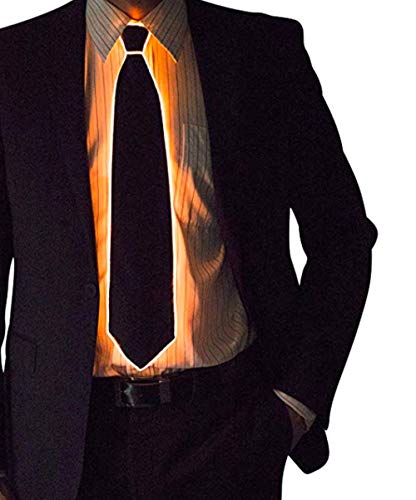 LEDライトアップネクタイ輝くネクタイライトアップネクタイルミナスLEDネクタイ調整可能な点滅LEDライトアップネクタイマンライトアップファニーネクタイノベルティネクタイ (オレンジ)