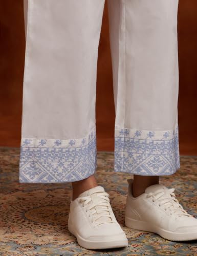 Image of Amazon Brand - Myx Women's Cotton Embroidered Palazzo Pants (Available in Plus Sizes)