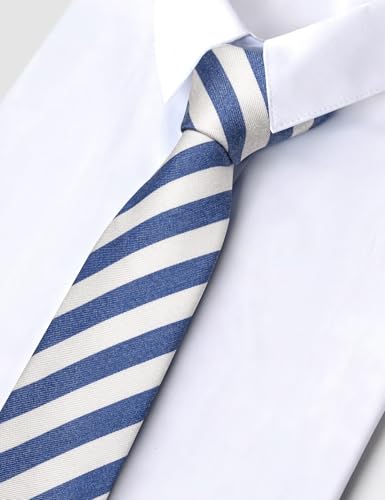 Image of Barry.Wang Skinny Ties for Men Wool Blend Herringbone Necktie with Tie Clip | Tie and Tie Clip Set, Cashmere Wool Stripe, 2.76 x 63 Inches, Extra Long Slim, Wedding Work Party Classic