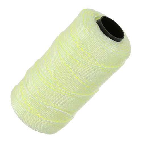QUARKZMAN Hilo de Nylon 3 Hebras Trenzado Línea de Albañil 1.5mm x 218 Yardas Cuerda de Nylon para Proyectos DIY, Mejoras del Hogar, Suministros para Fiestas Navideñas, Amarillo Claro