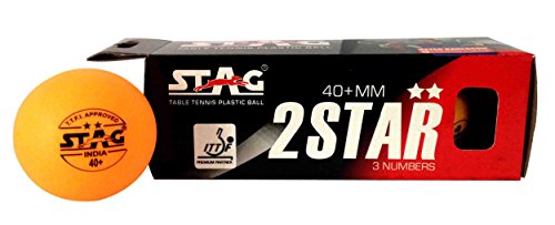 Image of Stag Two Star Plastic Table Tennis Ball, 40mm Pack of 3 (Orange)