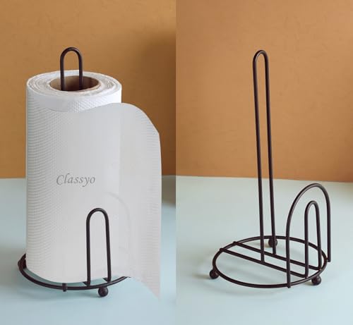 Image of Classyo Metal Tissue Roll Holder for Kitchen, Tissue Paper Holder for Bathroom and Dining Table, Kitchen Roll Stand, Paper Towel Stand (10 inch) (Pack of 1, U Design)