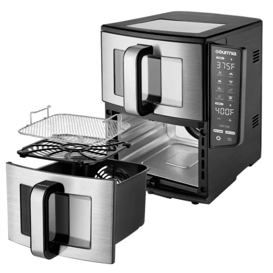 Gourmias GAF1190 Dual Basket 11-Quart Air Fryer with Smart Finish Technology, 4-Layer Cooking, Sync Finish & Sync Cook Functions, Touchscreen LED Display, FryForce 360° Even Heat, Dishwasher Safe Part