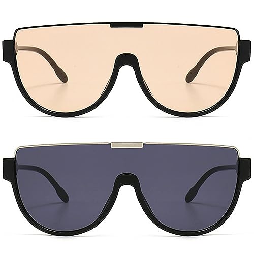 Image of Oversized Sunglasses Women Men Luxury Big Frame Mask Glasses Goggle Flat Top Clear Eye Protection Glasses Shade UV400