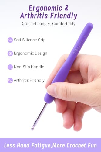 Image of Mdoker 30pcs Crochet Hook Set Purple Gradient Crochet Hooks Ergonomic Grip | Arthritis Friendly,Crochet Needles Set with Knitting & Crochet Supplies,Ideal Gift for Crocheting Beginner Lover,2.0mm-6.0mm