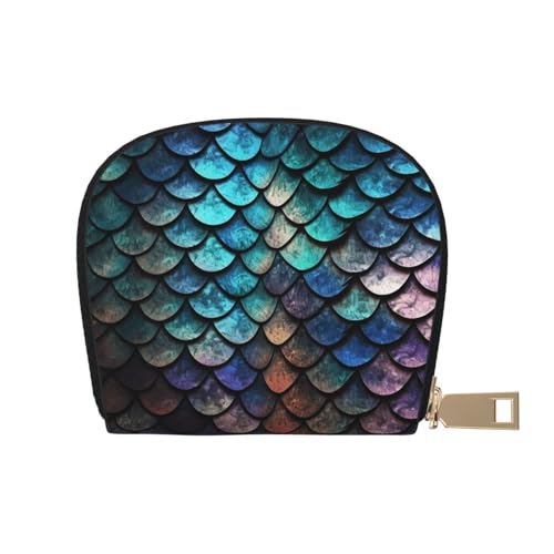 3d Magical Dragon Scales Pattern Credit Card Holder Wallet, Leather Zipper Card Wallet For Women Ladies Rfid Blocking Card Case Small Coin Purse Accordion Wallet Gift