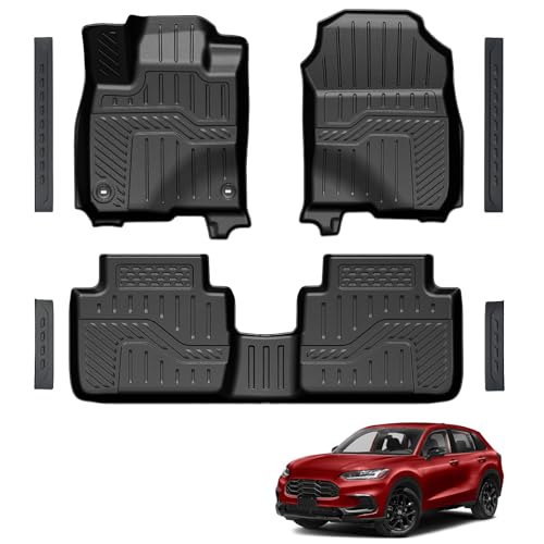 LUMWAY Floor Mats for 2023-2025 2026 Honda HR-V (Include Hybrid) TPE All Weather Durable Floor Liners Door Sill Guards for Honda HRV Accessories