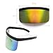 sunglassLA - Futuristic Oversize Shield Visor Sunglasses Flat Top Mirrored Mono Lens 172mm (Silver Mirror)