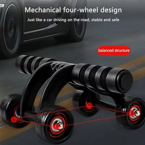 Ab Wheel Roller z piankową podkładką na kolana i drążkiem push-up, sprzęt do treningu siłowego do ćwiczeń podstawowych i fitness