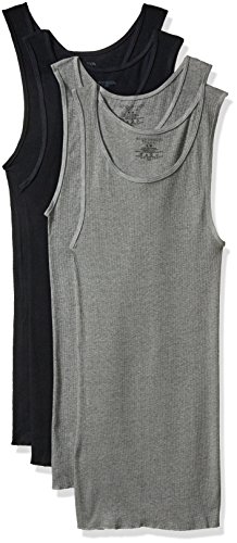 Fruit of the Loom Men's Premium A-Shirt (Pack of 4) Assorted, Black/Gray, X-Large