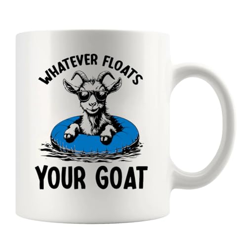 Panvola Whatever Floats Your Goat Funny Lover Gifts for Women Men Farmer Gifts Farming Animal Ceramic Mug 11 oz White