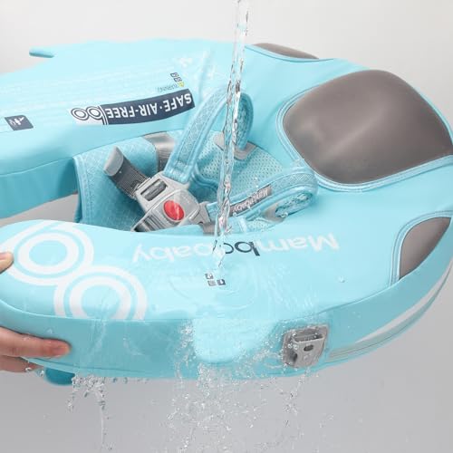 Image of Mambobaby Float with Removable UPF50+ UV Sun Protection Canopy, Infant Pool Float Swimming Float with Tail & Adjustable Safety Seat, Baby Floats for Pool Bathtub (Narwhal Green-K03NGCTLURBKMF01K03)