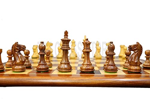 Jeu d'échecs en bois échiquier Fierce Knight pièces Staunton palissandre doré