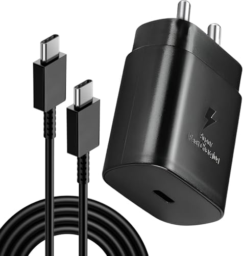 Image of Original Rapid Fast Charger with 25W Adapter and C to C Cable Compatible with Samsung | S24 Ultra / S23 / S22 / S21 / 21 fe / S20 (Cable*Adapter)*Black GFR564